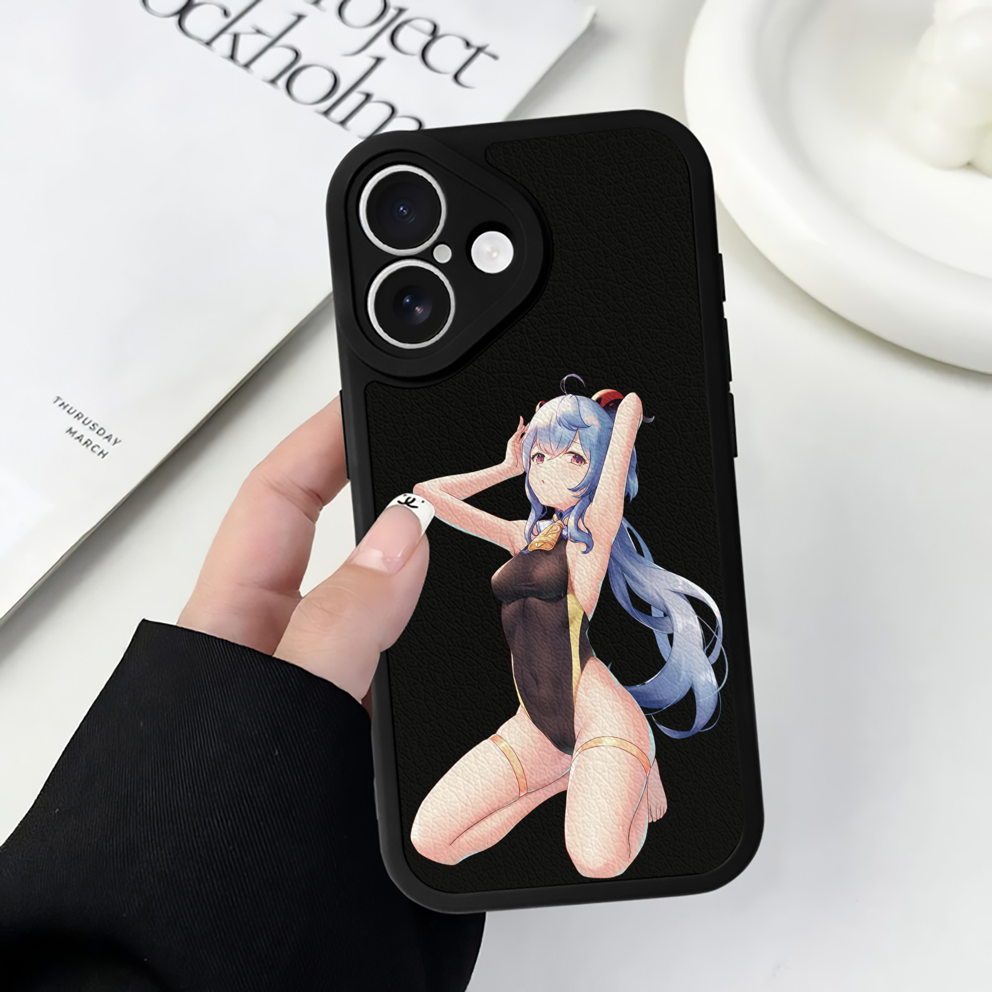 げんし神 甘雨 かんう genshin Ganyu 【iPhone 16シリーズ対応】シリコンスマホケース（レザー調） 材質：シリコン